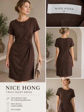 Nice Hong Seoul Korean Boutique Brown Dress | Romantic Feminine Midi Dress